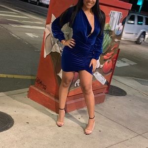Blue Velvet Mini Dress